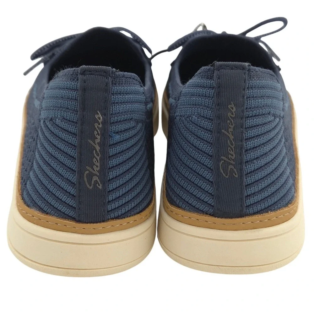 Skechers Coastal Drive Sneakers Womens 6.5 Blue Boat Shoe Knit Memory Foam NEW